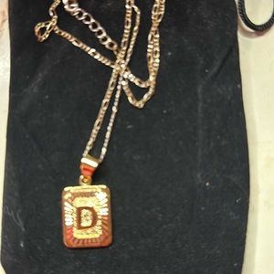 Gold initial card necklace